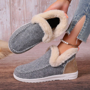 Xajzpa Women Snow Boots Winter Fashion Leisure Fluffy Shoes for Woman Shallow Big Size Sewing Ankle Boot Multi-Color Suede Botas